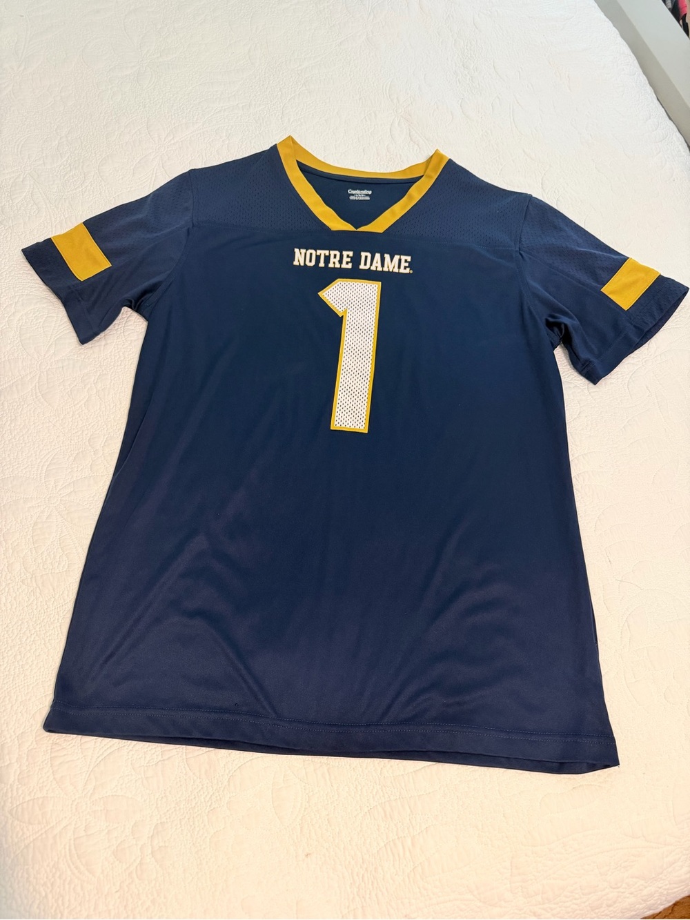 Notre Dame Fighting Irish Football Mens Large Navy Blue Gold Jersey #1 NCAA